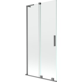 MEXEN/S - Velar L dvoukřídlá posuvná vanová zástěna 90 x 150, transparent, grafit metal 896-090-003-01-95