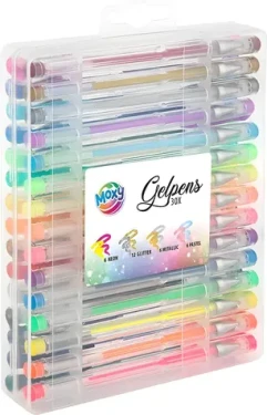 MOXY Sada gelových per v boxu / Gelové pero / 30 ks / Metalická, pastelová, neonová a třpytivá (150043)