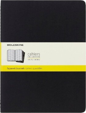 Sešity Moleskine Cahier - tvrdé desky - XL, čtverečkovaný, 3 ks, černý