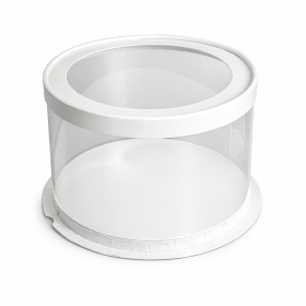 Cake star dortový box bílý kulatý s průhledným víkem 22,5x23cm