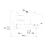 Mereo Vanová nástěnná baterie, Zuna, 150 mm, s keramickým přepínačem, bez příslušenství, chrom CB90104Z