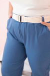 Dámské bavlněné kalhoty Plus Size s páskem džínovina 2XL