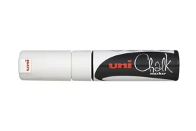 Uni Chalk Marker PWE-8K bílá / Popisovač / plochý hrot / stopa 1,8-2,5 mm / na sklo (186401)