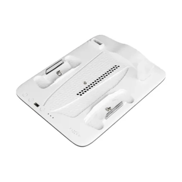 FIXED Multifunkční stanice pro PlayStation 5 (Slim) s větráky a nabíjením pro dva ovladače DualSense černo-bílá (FIXPS5S-MCS-BW)