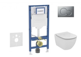 GEBERIT - Duofix Set předstěnové instalace, klozetu Tesi a sedátka softclose, tlačítko Sigma01, matný chrom SANI11CD2134
