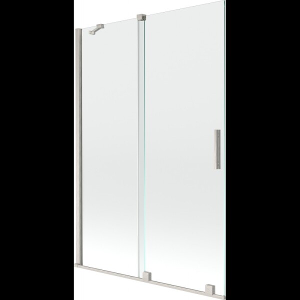 MEXEN/S - Velar dvoukřídlá posuvná vanová zástěna 120 x 150, transparent, nikl kartáčovaný 896-120-000-01-97