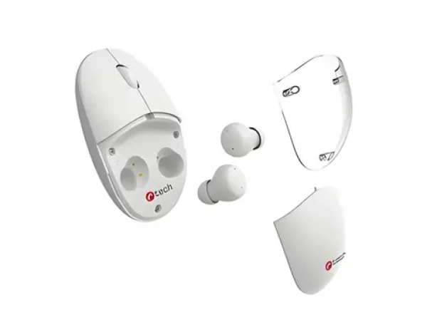 C-TECH WLM-21 Dual mode bílá / Myš s TWS sluchátky / BT 5.0 + 2.4 GHz / 1600 DPI / 3 tlačítka (WLM-21W)