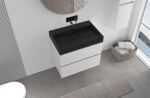 CERANO - Koupelnová skříňka Velora - bílá matná, úchytka chrom + umyvadlo z lit. mramoru Vita - černá matná - 70x63x46,5 CER-8050BD83993