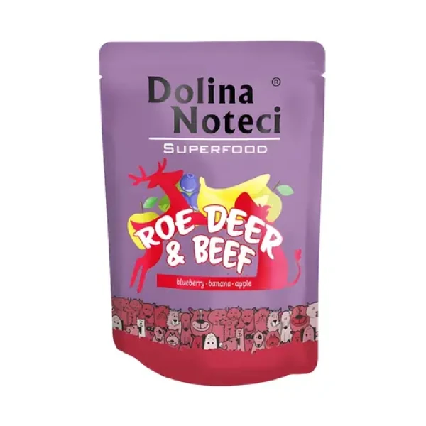Dolina Noteci Superfood srnčí a hovězí 300 g / Kapsička pro psy / bez lepku / bez sóji