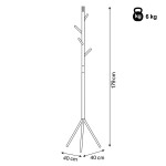 Věšák stojanový, výška 179 cm, kovová konstrukce, černý matný lak, nosnost 6 kg