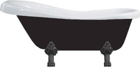 MEXEN/S - Retro volně stojící vana 150x73 cm bílá / černá černá nohy , sifon chrom 53251507375-70