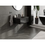 MEXEN/S - Orio koupelnová skříňka 70 cm s umyvadlem Vela, 1 šuplík, černá lesk/černá mat 91A10-07023-1-BF70-W23M71