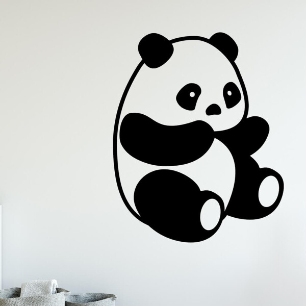 Samolepka Roztomilá panda Barva: černá, Velikost: 80 x 64 cm