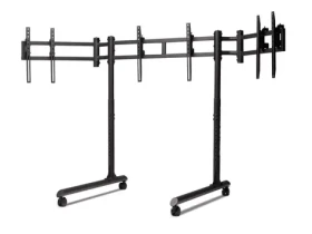 Next Level Racing Round Tube Triple Monitor Stand / Samostatný stojan pro 3 monitory / až 3× 43" / VESA 75×75–400×800 mm