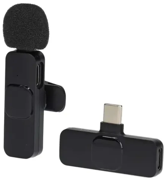 Nedis Bezdrátový klopový mikrofon černá / USB-C / 360° všesměrový / Vypínač / Kabel 1,8 m (MICW110BK)