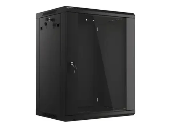 Lanberg WF01-6415-10B černá / Nástěnný rozvaděč 19" / 15U / 600×450 mm / skleněné dveře / flat pack (WF01-6415-10B)