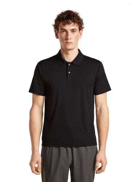 Pánské merino polo triko ICEBREAKER Mens 15.5 Merinofine SS Polo, Black velikost: L