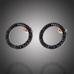 Ocelové náušnice se zirkony Vanesa - chirurgická ocel, Zlatá