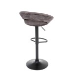 Židle barová, hnědá sametová látka, černá podnož