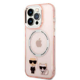 Pouzdro Karl Lagerfeld MagSafe Kompatibilní Karl and Choupette iPhone 14 Pro Max růžové