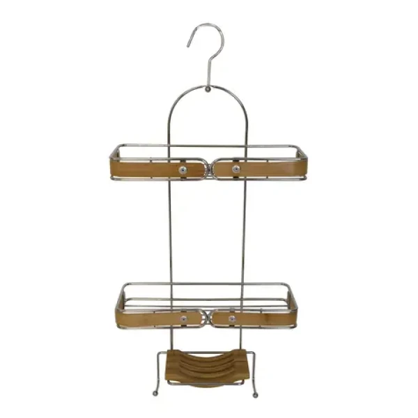 Spirella BAMBOU / Závěsná polička / bambus / chromovaná ocel / 27 x 10,8 x 55,8 cm