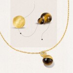 Náhrdelník s tygřím okem a zirkony Aurelia, Hnědá 45 cm