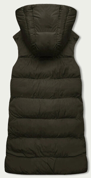 Khaki-černá oboustranná oversize vesta s kapucí (V724) odstíny zelené L (40)