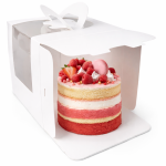 Cake star dortová krabice LILI bílá s okénkem a úchytem 26 x 26 x 17cm