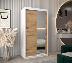 Šatní skříň Abi T2 Barva korpusu: Bílá, Rozměry: 100 cm, Dveře: Dub artisan