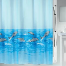 Spirella NEMO bílo-modrý / Sprchový závěs / motiv delfíni / 240 x 180 cm / polyester