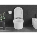 MEXEN/S - Sofia Závěsná WC mísa Rimless Tornado včetně sedátka s slow slim, duroplast, bílá lesk 30540100T