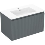 MEXEN/S - Rivel koupelnová skříňka 80 cm s umyvadlem Otis, 1 šuplík, reliéf , grafit mat/bílá mat 91A20-08047-1-BF66-W18M01