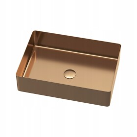 VELAZO - Umyvadlo na desku z nerezové oceli 50 x 35 cm s Click-Clack, PVD růžovo-zlatým povrchem VELAZ5035Z