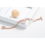 Ocelový náramek Andělská křídla Gold - srdce, chirurgická ocel, Zlatá 18,5 cm