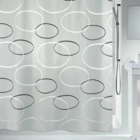 SPIRELLA ANELLO sprchový závěs motiv kruhy šedý / 180 x 200 cm / polyester