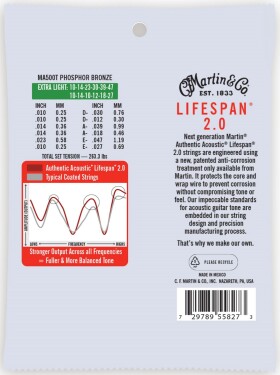 Martin Authentic Lifespan 2.0 92/8 Phosphor Bronze 12-String Extra Lig