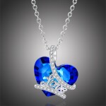 Exkluzivní náhrdelník s modrým krystalem Isabell - srdce, Modrá 40 cm + 5 cm (prodloužení)