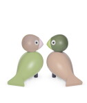Kay Bojesen Dřevěný ptáček Lovebirds Light Green / Rose – set 2 ks, zelená barva, dřevo