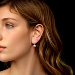 Stříbrné náušnice s perlou Paloma MOISSANITE + CERTIFIKÁT, Bílá certifikát GRA, hadřík na čištění stříbra, dárková krabička