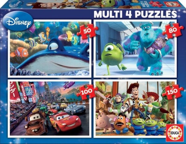 Puzzle Disney Pixar Mix 4v1 (50,80,100,150 dílků)