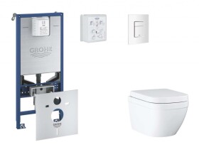 GROHE - Rapid SLX Set předstěnové instalace, klozetu, sedátka SoftClose a tlačítka Skate Cosmopolitan, Triple Vortex, alpská bílá SANI11BB3105