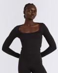 Tričko Organic Basics Everyday Scoop Neck Long Sleeve Tee Black