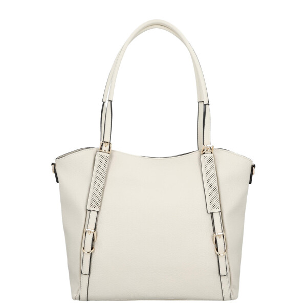 Stylová dámská koženková kabelka na rameno Zita, krémová