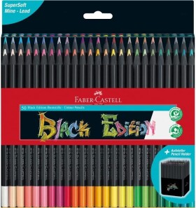 Faber-Castell Faber-Castell, 116450, Black Edition, Supersoft, sada ergonometrických pastelek s černým lakováním, 50 ks