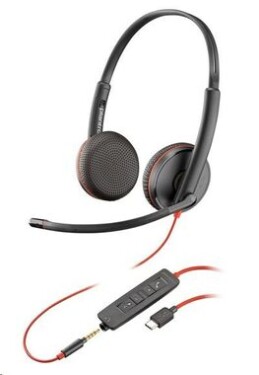 Poly Blackwire C3225 černá / Náhlavní souprava / mikrofon / dvě sluchátka / 3.5mm jack / USB-C (80S04AA)