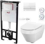 ALCADRAIN Sádromodul - předstěnový instalační systém s bílým tlačítkem M1710 + WC CERSANIT CLEANON CREA OVÁL + SEDÁTKO AM101/1120 M1710 CR1