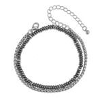 Dvojitý hematitový náramek Dominic - chirurgická ocel, hematit, Šedá 20 cm