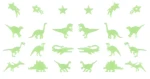 Svítící dekorace na zeď Dinosauři 24 ks (mix) / plast / svítící ve tmě / pro dětský pokoj (T51469)