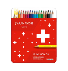 Caran D'ache Swisscolor permanentní pastelky 18 barev, plechová