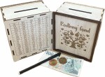 Mdeco Dřevěná pokladnička škrtací + fixa - Rodinný fond